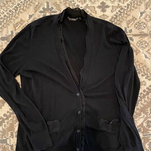 Black Cardigan with Satin Trim